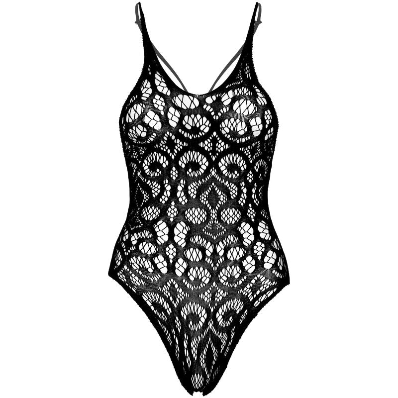 LEG AVENUE - SEAMLESS SCROLL LACE TEDDY - BLACK - Amore24