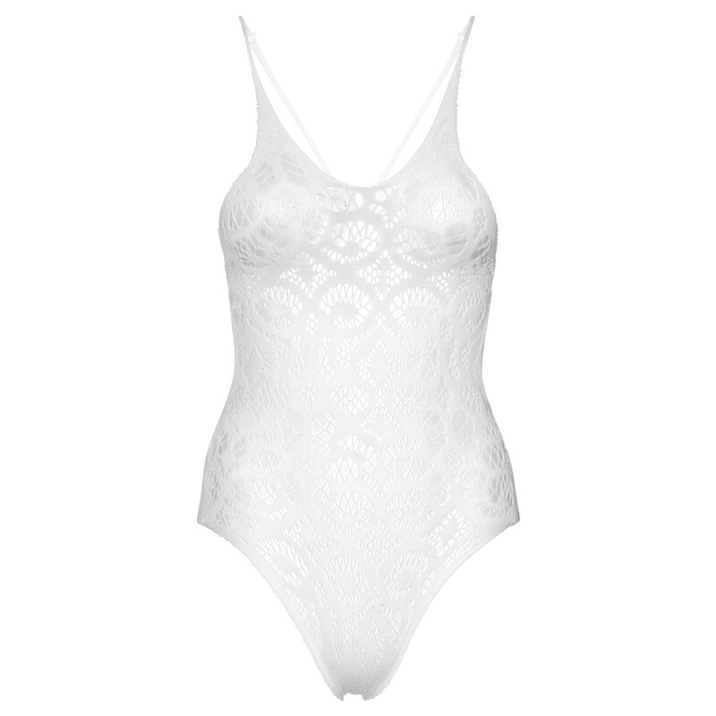 LEG AVENUE - SEAMLESS SCROLL LACE TEDDY - WHITE - Amore24