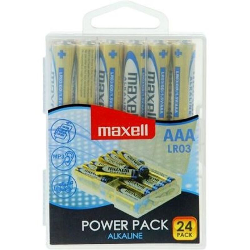 MAXELL - ALKALINE BATTERY AAA LR03 PACK * 24 BATTERIES - Amore24