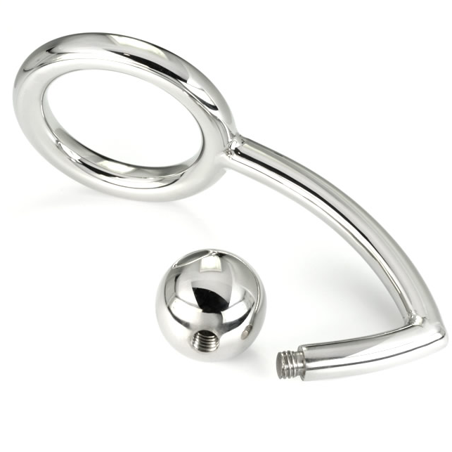 METAL HARD - COCK RING RING WITH ANAL INTRUDER HOOK 45MM - Amore24