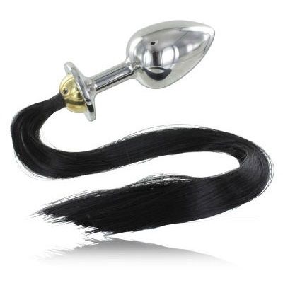 METAL HARD - STEEL ANAL PLUG WITH TAIL 8.89CM - Amore24