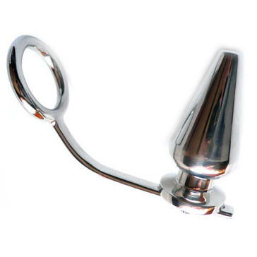 METAL HARD - STEEL RING WITH ANAL PLUG 45 X 50MM - Amore24