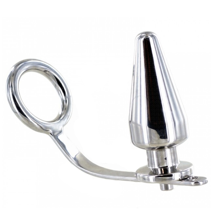 METAL HARD - STEEL RING WITH ANAL PLUG 80 X 55 MM - Amore24