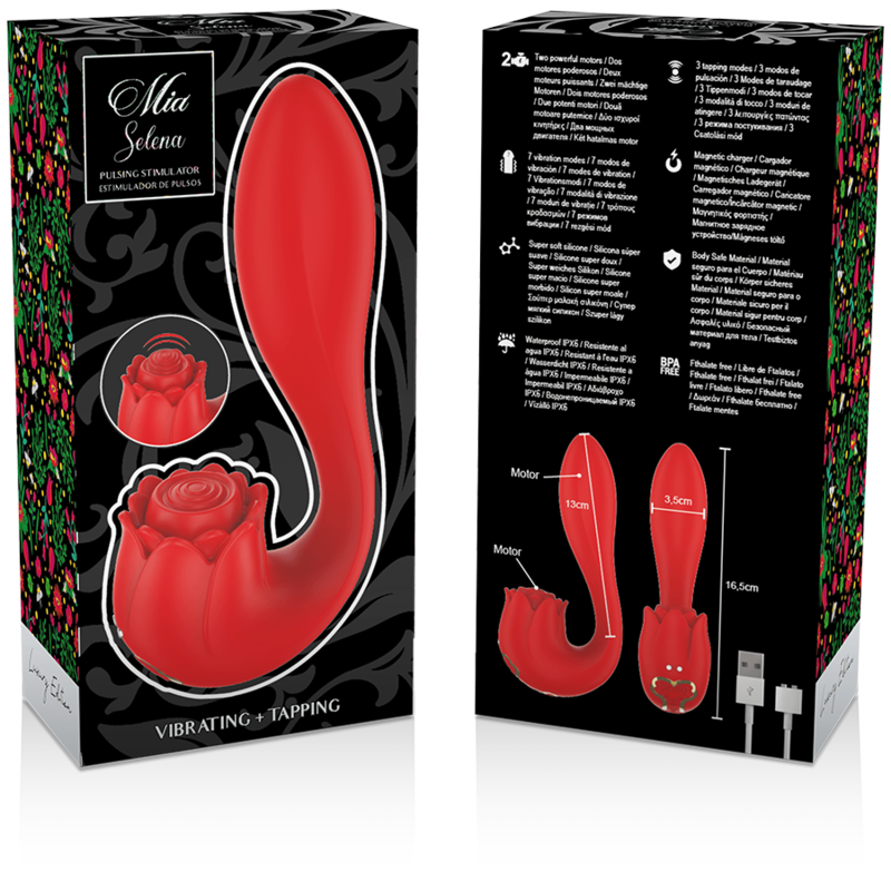 MIA - SELENA STIMULATOR VIBRATING + TAPPING RED - Amore24