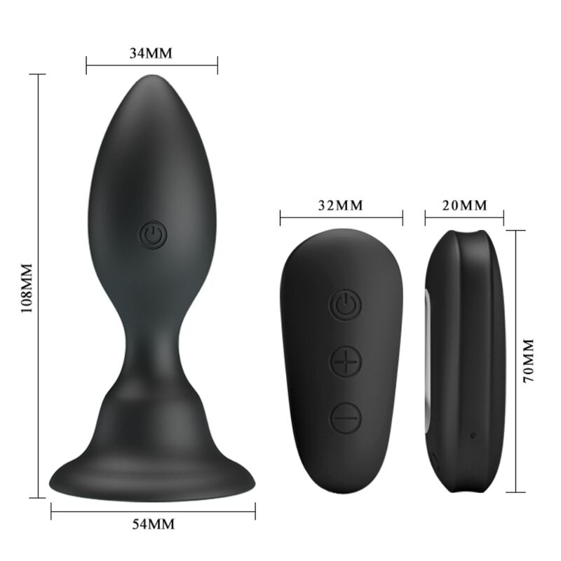 MR PLAY - ANAL PLUG WITH VIBRATION BLACK REMOTE CONTROL - Amore24