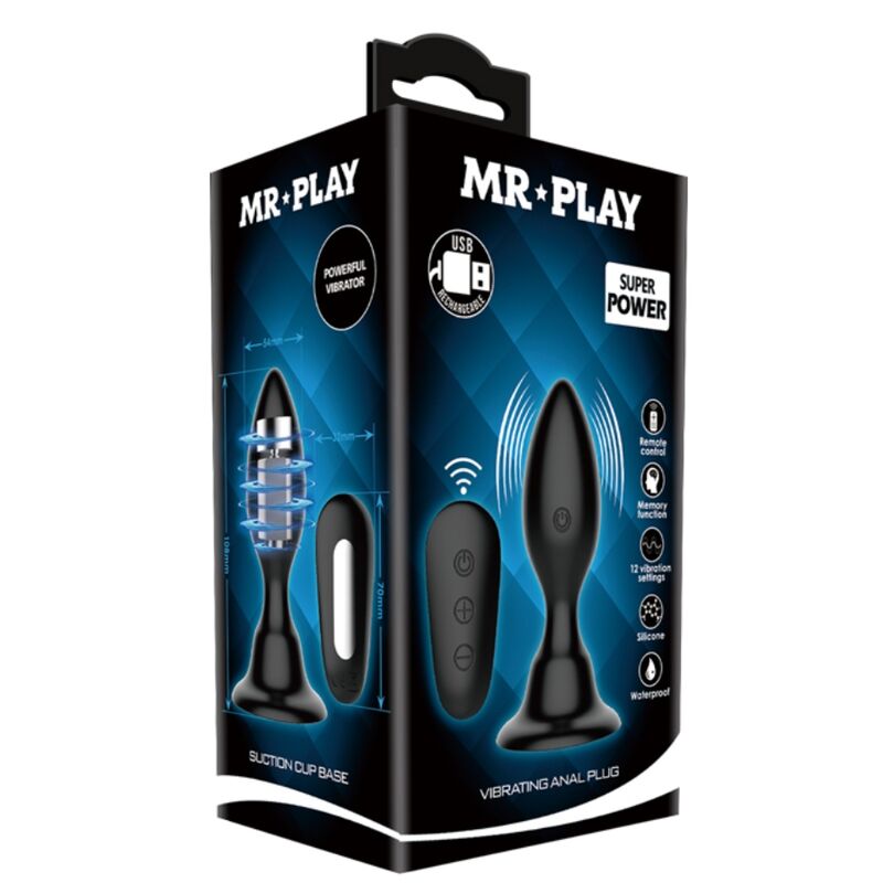 MR PLAY - ANAL PLUG WITH VIBRATION BLACK REMOTE CONTROL - Amore24