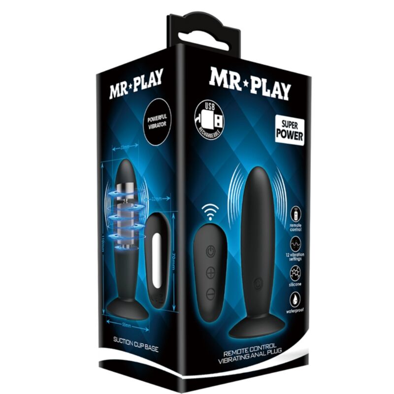 MR PLAY - ANAL PLUG WITH VIBRATION BLACK REMOTE CONTROL - Amore24