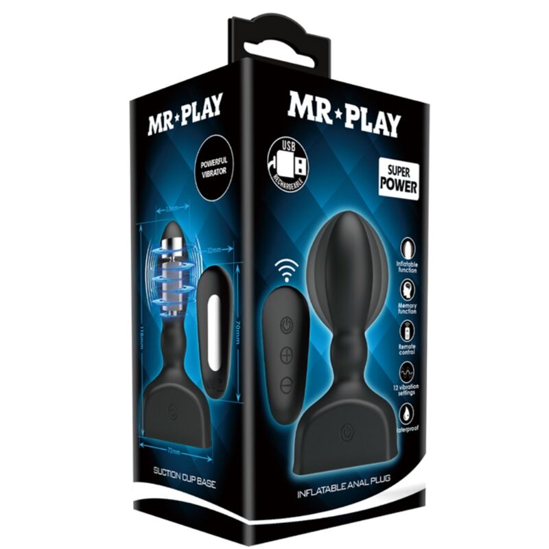 MR PLAY - BLACK INFLATABLE ANAL PLUG REMOTE CONTROL - Amore24