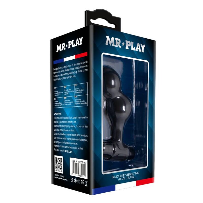 MR PLAY - BLACK SILICONE VIBRATOR ANAL PLUG - Amore24