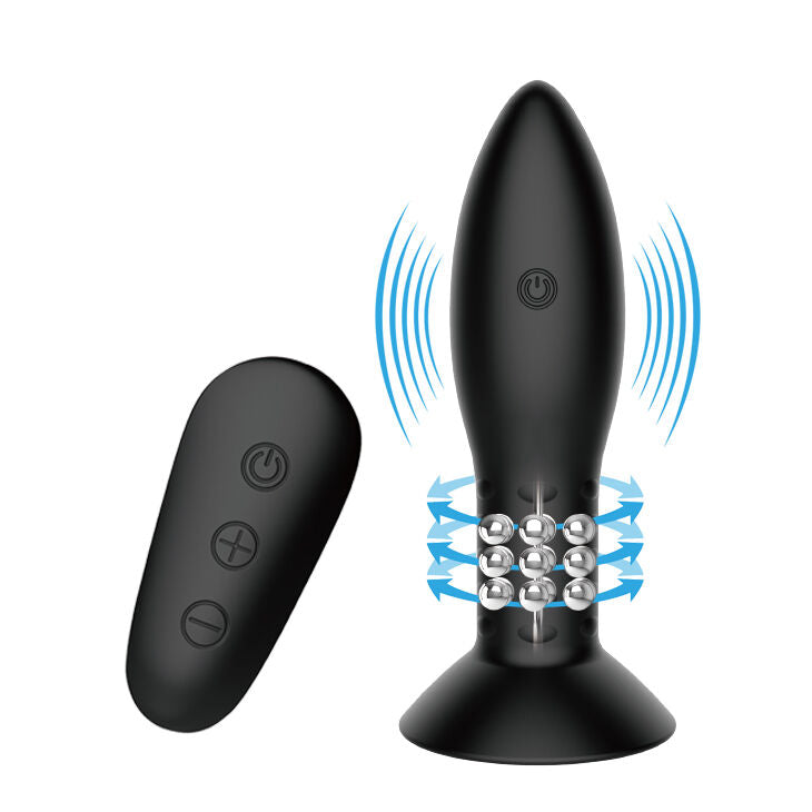 MR PLAY - PLUG WITH BLACK ROTATING BALLS REMOTE CONTROL - Amore24