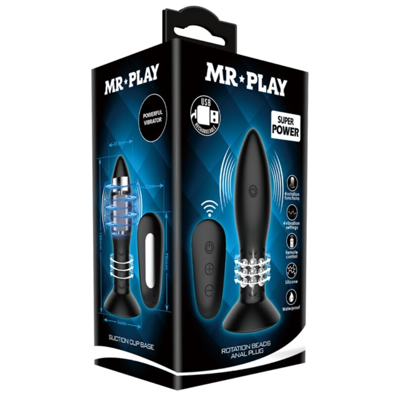 MR PLAY - PLUG WITH BLACK ROTATING BALLS REMOTE CONTROL - Amore24