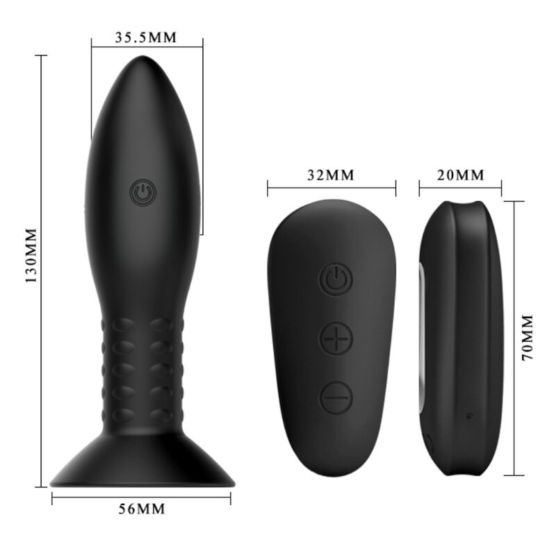 MR PLAY - PLUG WITH BLACK ROTATING BALLS REMOTE CONTROL - Amore24