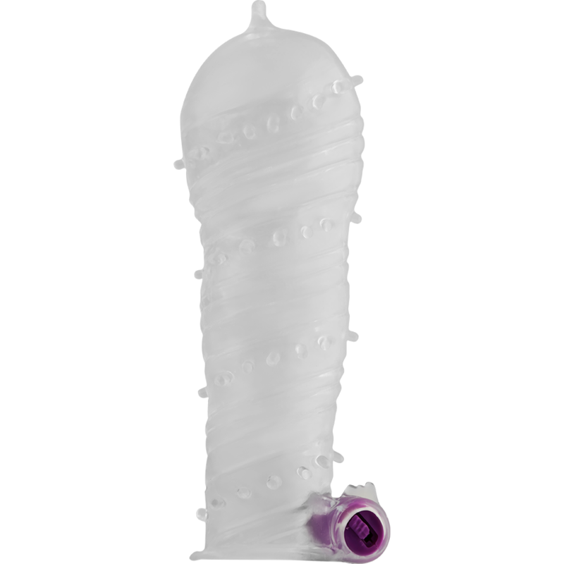 OHMAMA - TEXTURED PENIS SHEATH WITH WIDE TIP VIBRATING BULLET - Amore24