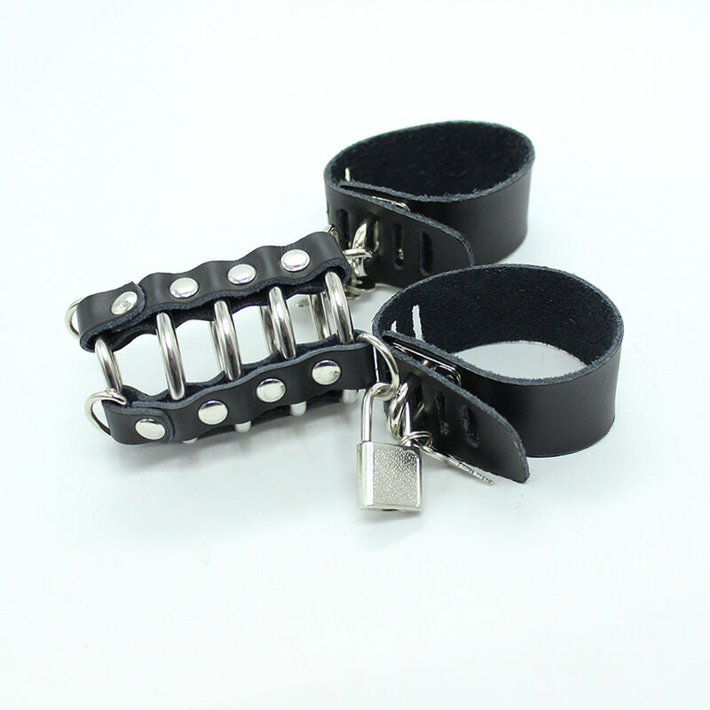 OHMAMA FETISH - PENIS CAGE WITH METAL RINGS AND LEATHER STRAPS - Amore24