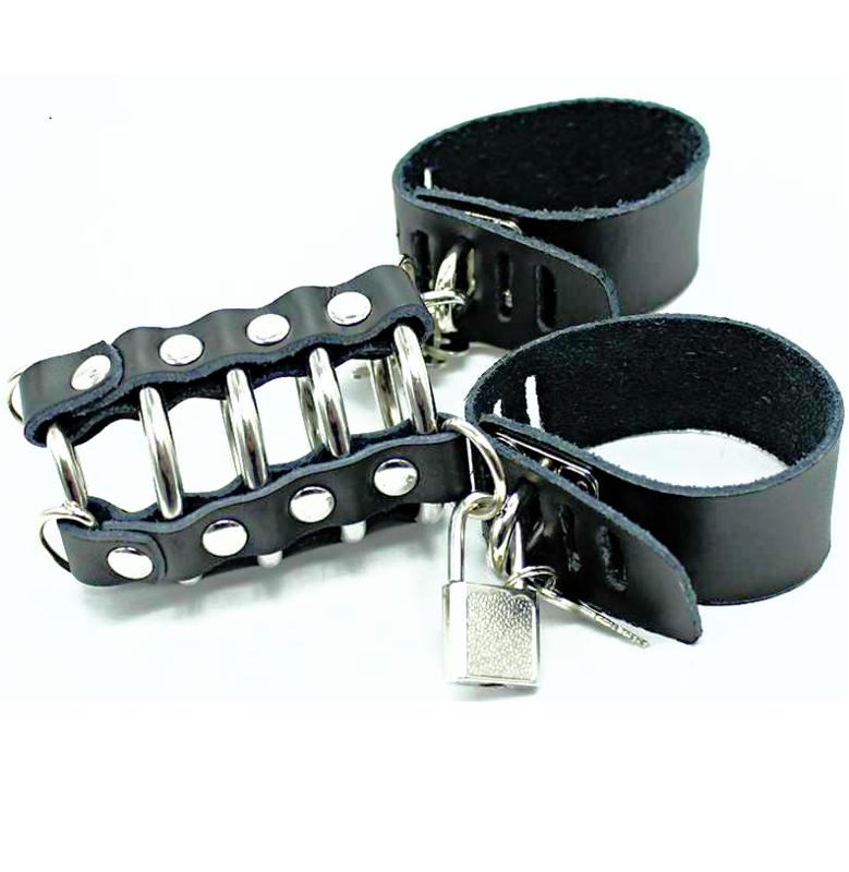 OHMAMA FETISH - PENIS CAGE WITH METAL RINGS AND LEATHER STRAPS - Amore24