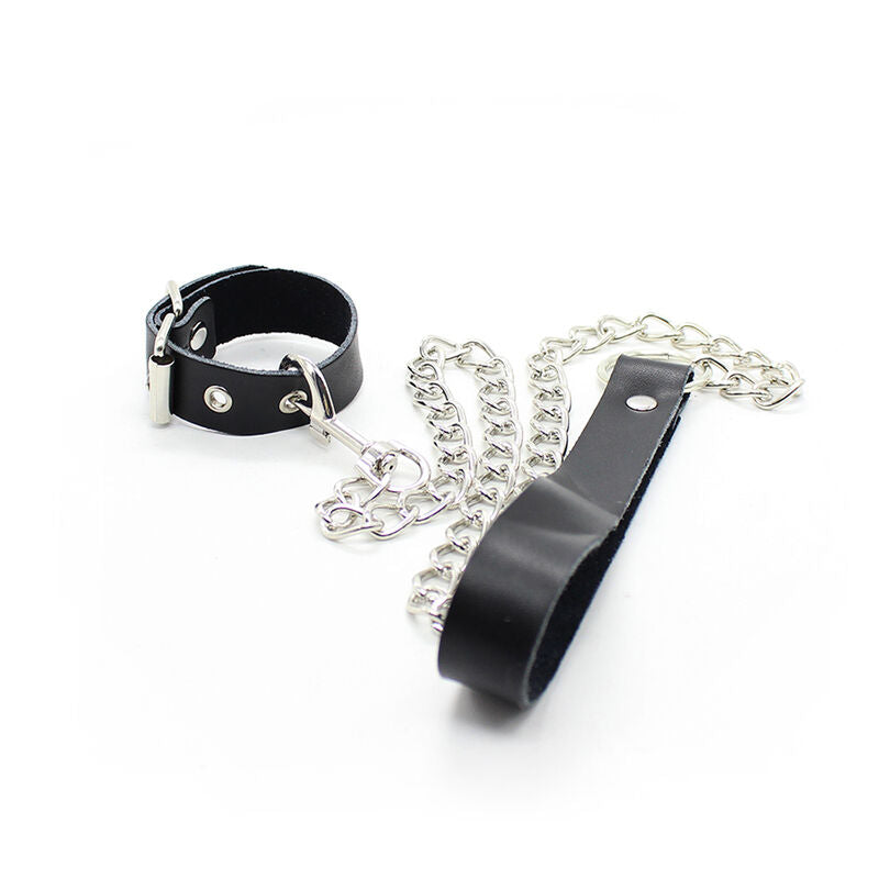 OHMAMA FETISH - PENIS NECKLACE AND LEATHER STRAP WITH METAL CHAIN - Amore24