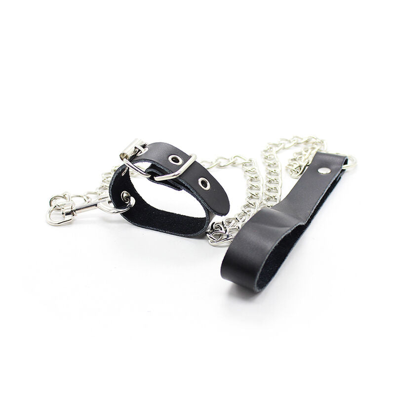 OHMAMA FETISH - PENIS NECKLACE AND LEATHER STRAP WITH METAL CHAIN - Amore24