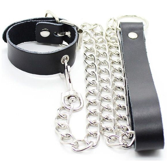 OHMAMA FETISH - PENIS NECKLACE AND LEATHER STRAP WITH METAL CHAIN - Amore24