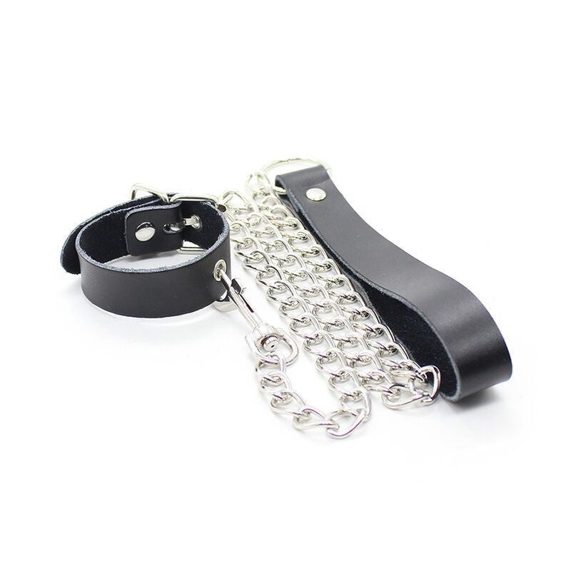 OHMAMA FETISH - PENIS NECKLACE AND LEATHER STRAP WITH METAL CHAIN - Amore24