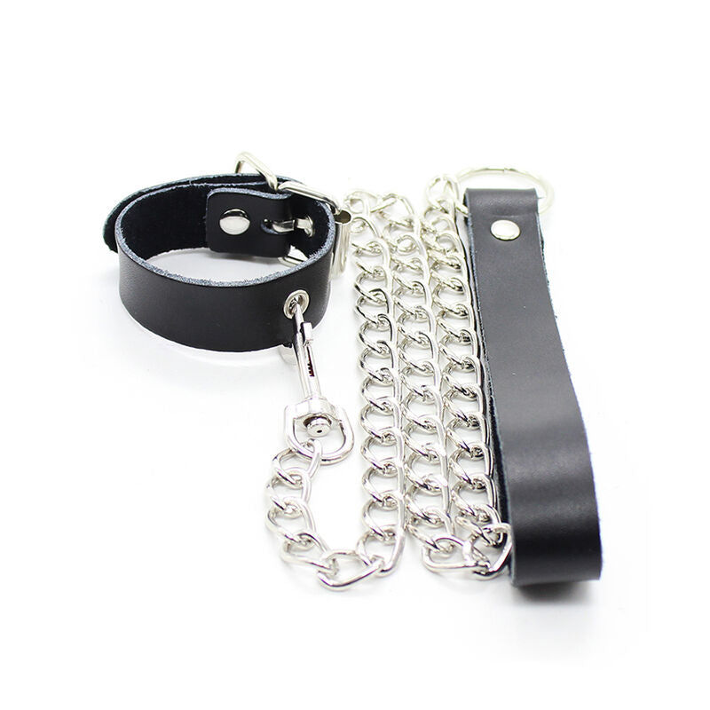 OHMAMA FETISH - PENIS NECKLACE AND LEATHER STRAP WITH METAL CHAIN - Amore24