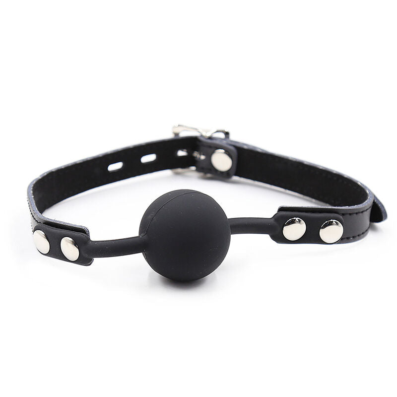 OHMAMA FETISH - SILICONE BALL GAG WITH LEATHER BELT (PADLOCK INCLUDED) - Amore24