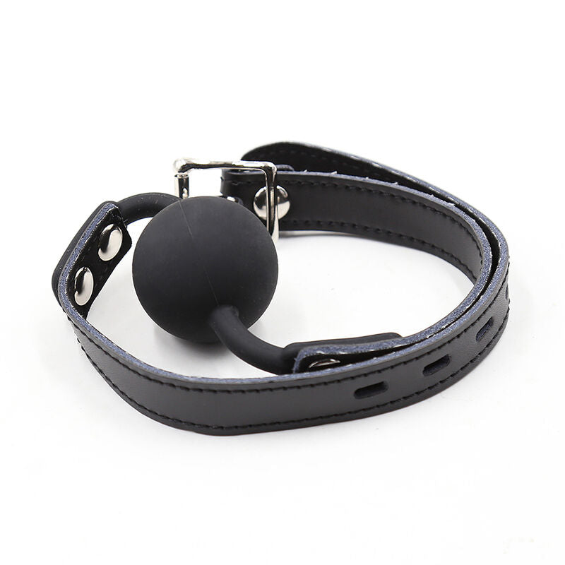 OHMAMA FETISH - SILICONE BALL GAG WITH LEATHER BELT (PADLOCK INCLUDED) - Amore24