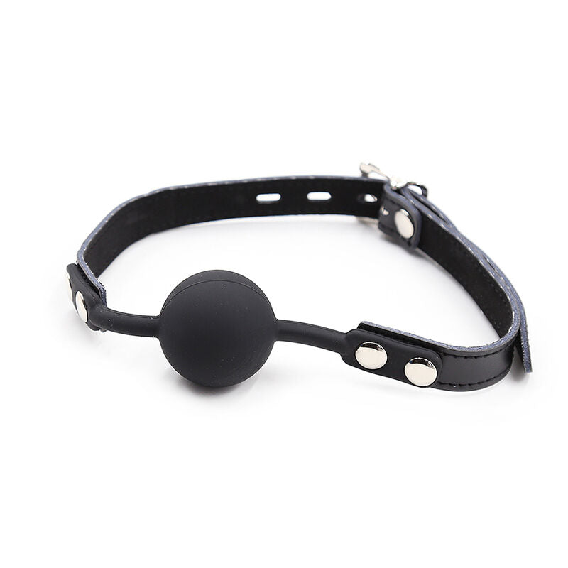 OHMAMA FETISH - SILICONE BALL GAG WITH LEATHER BELT (PADLOCK INCLUDED) - Amore24