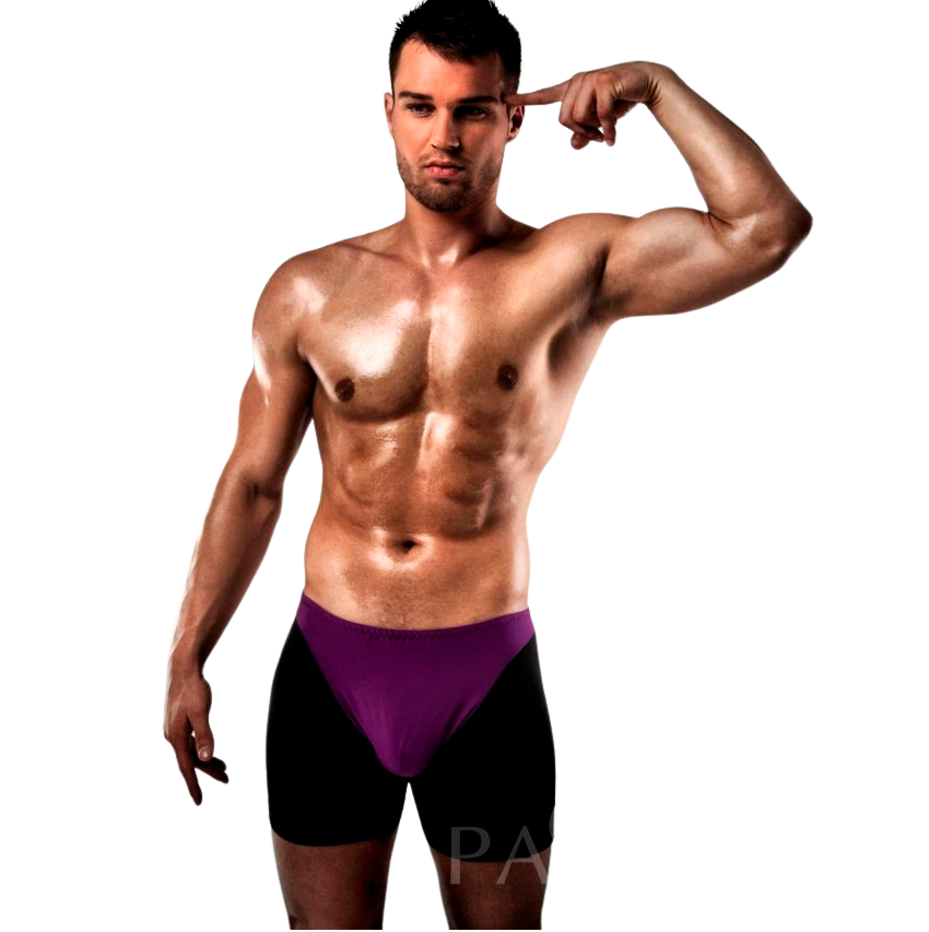 PASSION - BOXER 009 LILAC/BLACK EROTIC LINGERIE S/M - Amore24