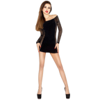 PASSION - WOMAN BS025 BODYSTOCKING BLACK DRESS STYLE ONE SIZE - Amore24