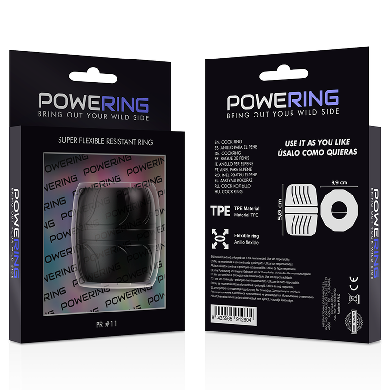 POWERING - SUPER FLEXIBLE AND RESISTANT PENIS RING 5 CM PR11 BLACK - Amore24