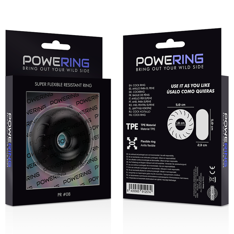 POWERING - SUPER FLEXIBLE AND RESISTANT PENIS RING 5CM PR08 BLACK - Amore24