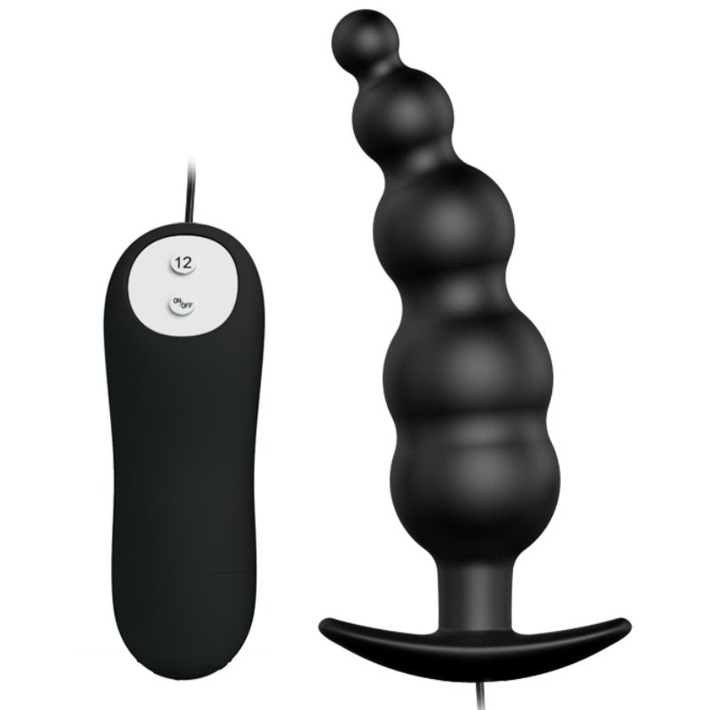 PRETTY LOVE - ANAL PLUG SILICONE EXTRA STIMULATION AND 12 VIBRATION MODES BLACK REMOTE CONTROL - Amore24