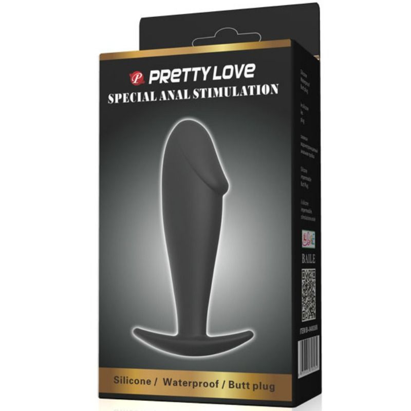 PRETTY LOVE - ANAL PLUG SILICONE PENIS FORM BLACK - Amore24