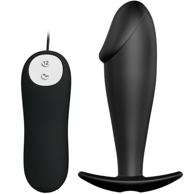 PRETTY LOVE - SILICONE ANAL PLUG PENIS FORM AND 12 VIBRATION MODES BLACK - Amore24