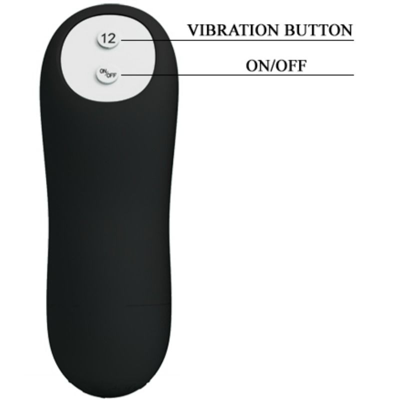 PRETTY LOVE - SILICONE ANAL PLUG PENIS FORM AND 12 VIBRATION MODES BLACK - Amore24