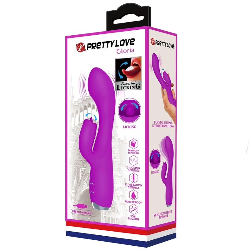 PRETTY LOVE - GLORIA RECHARGEABLE RABBIT VIBRATOR-WATERPROOF PURPLE - Amore24