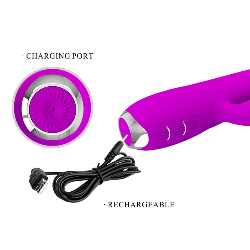 PRETTY LOVE - GLORIA RECHARGEABLE RABBIT VIBRATOR-WATERPROOF PURPLE - Amore24
