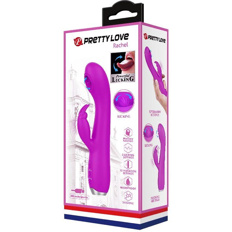PRETTY LOVE - RACHEL RECHARGEABLE VIBRATOR WITH PURPLE SUCKER - Amore24
