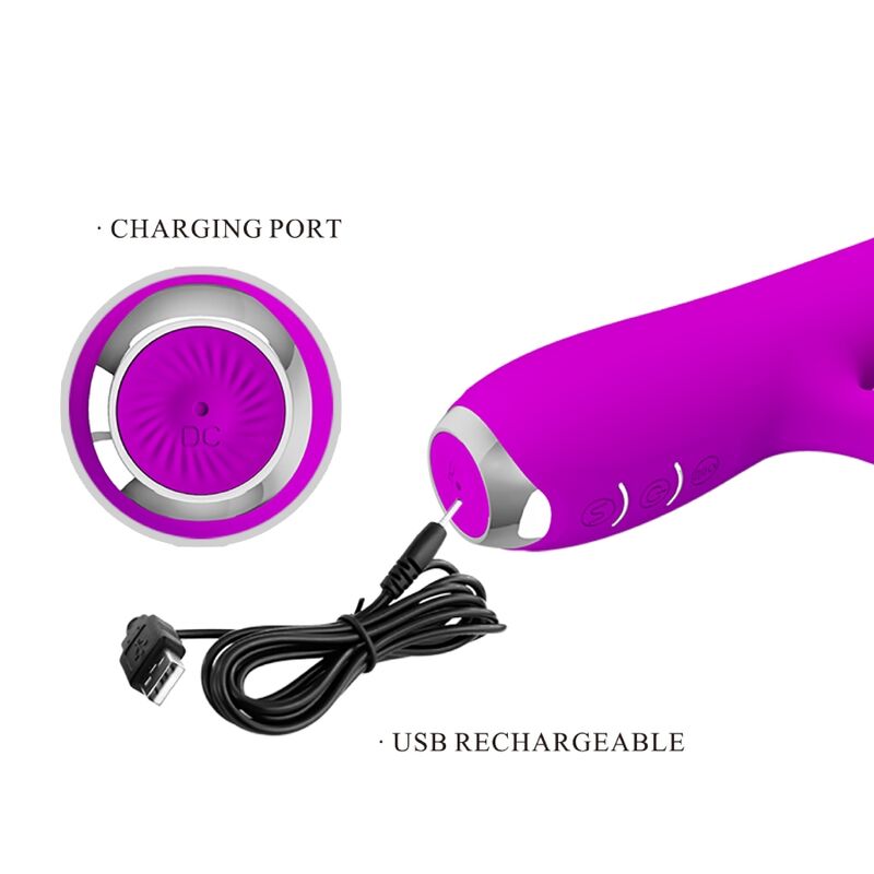 PRETTY LOVE - RACHEL RECHARGEABLE VIBRATOR WITH PURPLE SUCKER - Amore24