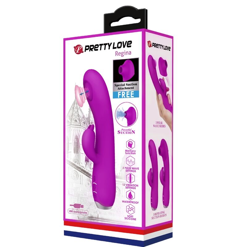 PRETTY LOVE - REGINA RECHARGEABLE VIBRATOR-SUCKER PURPLE - Amore24