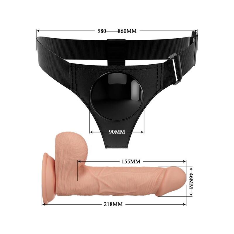 PRETTY LOVE - HARNESS BRIEFS UNIVERSAL HARNESS WITH DILDO JERRY 21.8 CM NATURAL - Amore24
