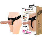 PRETTY LOVE - HARNESS BRIEFS UNIVERSAL HARNESS WITH DILDO JERRY 21.8 CM NATURAL - Amore24