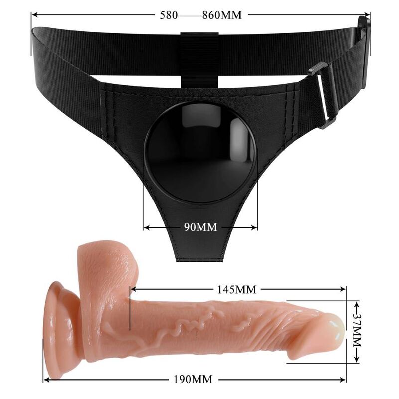 PRETTY LOVE - HARNESS BRIEFS UNIVERSAL HARNESS WITH DILDO KEVIN 19 CM NATURAL - Amore24