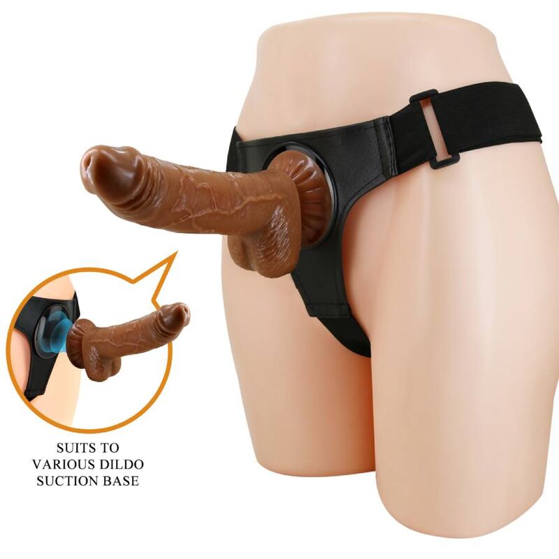 PRETTY LOVE - HARNESS BRIEFS UNIVERSAL HARNESS WITH DILDO MICHEAL 20 CM BLACK - Amore24