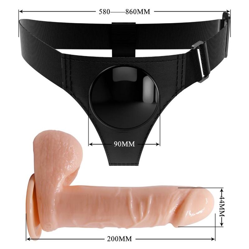 PRETTY LOVE - HARNESS BRIEFS UNIVERSAL HARNESS WITH DILDO TOM 20 CM NATURAL - Amore24