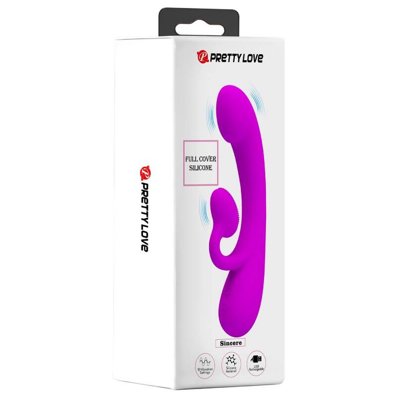 PRETTY LOVE - SINCERE VIBRATOR AND CLITORIS SUCKER PURPLE SILICONE - Amore24
