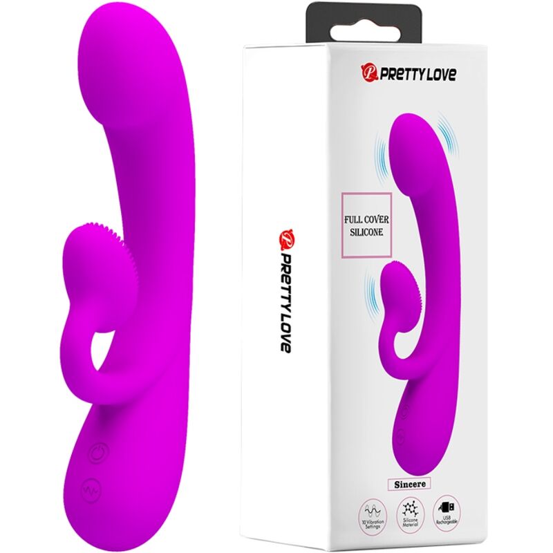 PRETTY LOVE - SINCERE VIBRATOR AND CLITORIS SUCKER PURPLE SILICONE - Amore24
