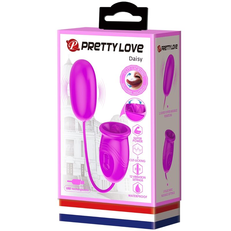PRETTY LOVE - DAISY DUAL EGG RECHARGEABLE VIBRATOR PURPLE - Amore24