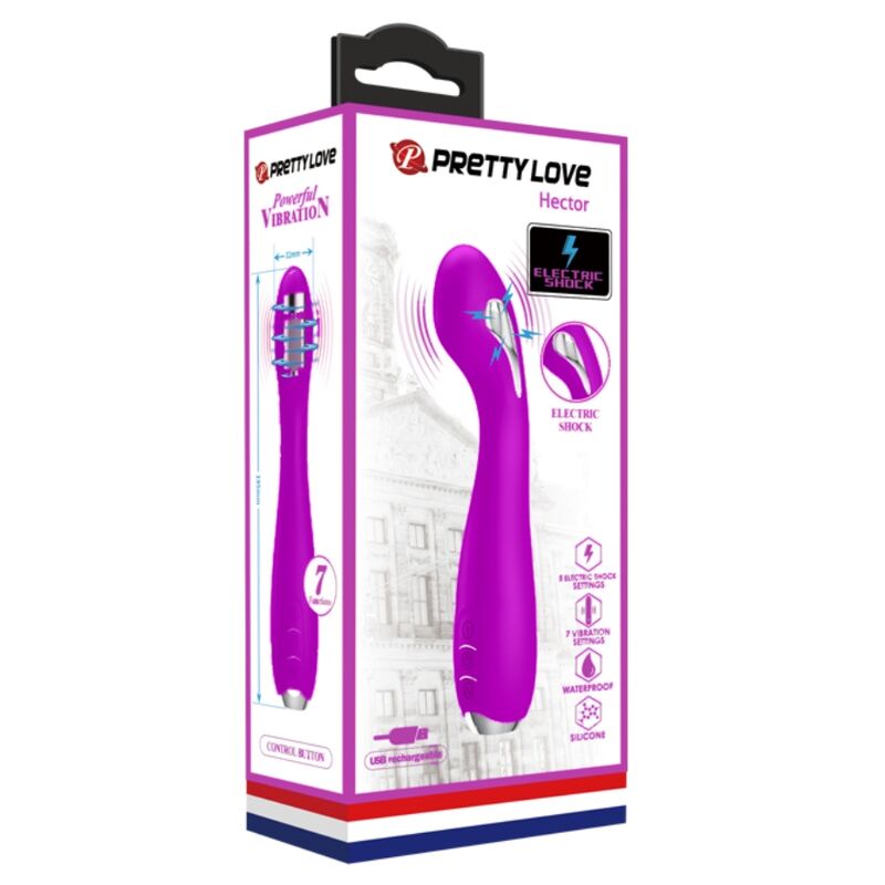 PRETTY LOVE - HECTOR RECHARGEABLE ELECTROSHOCK VIBRATOR WATERPROOF PURPLE - Amore24