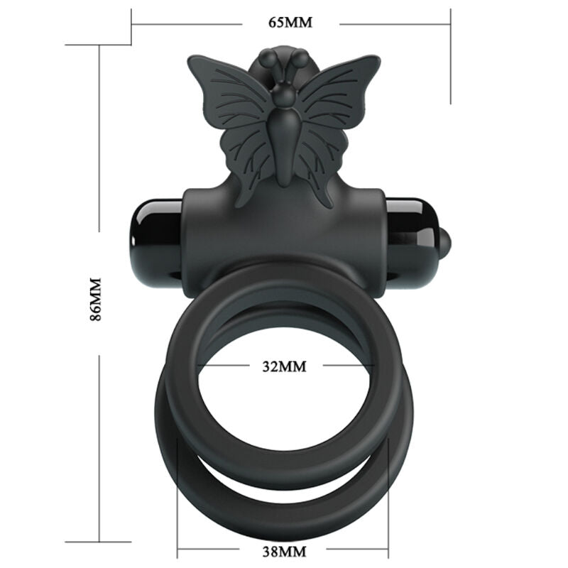 PRETTY LOVE - DOUBLE VIBRATING RING WITH BLACK STIMULATOR - Amore24